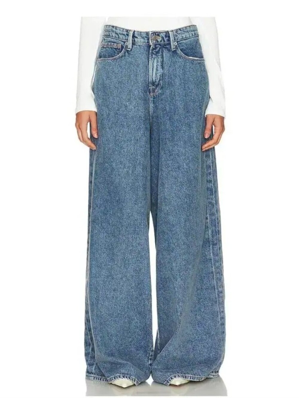 Good American Wide-Leg High-Waist Jeans in Blue Denim